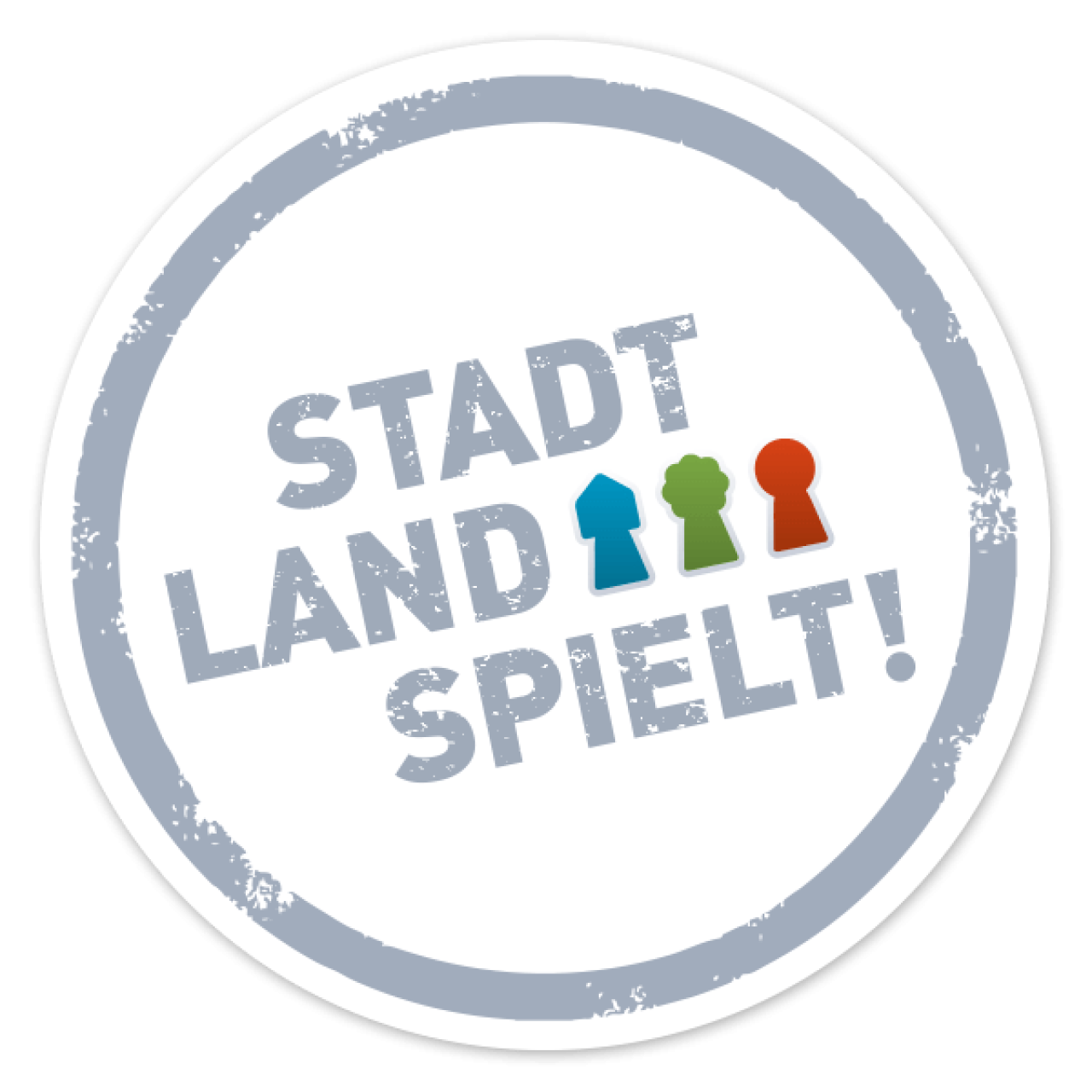 Rundes Logo mit Spielkegeln